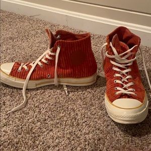Wide whale corduroy custom shoes. Burnt orange